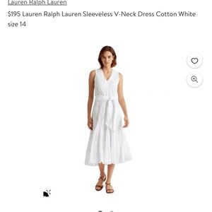 Ralph Lauren White Sleeveless Eyelet Midi Dress